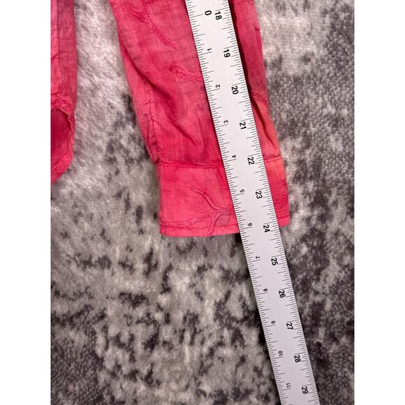 Anthropologie Shirt Medium Womens Pilcro Cate Pink Tie Dye Embroidered Top - Picture 5 of 8